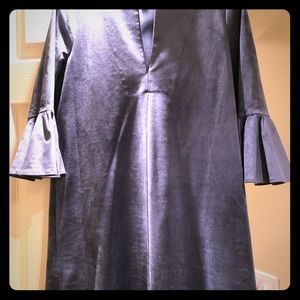 BCBG Maxazria suede blue bell sleeve shift dress